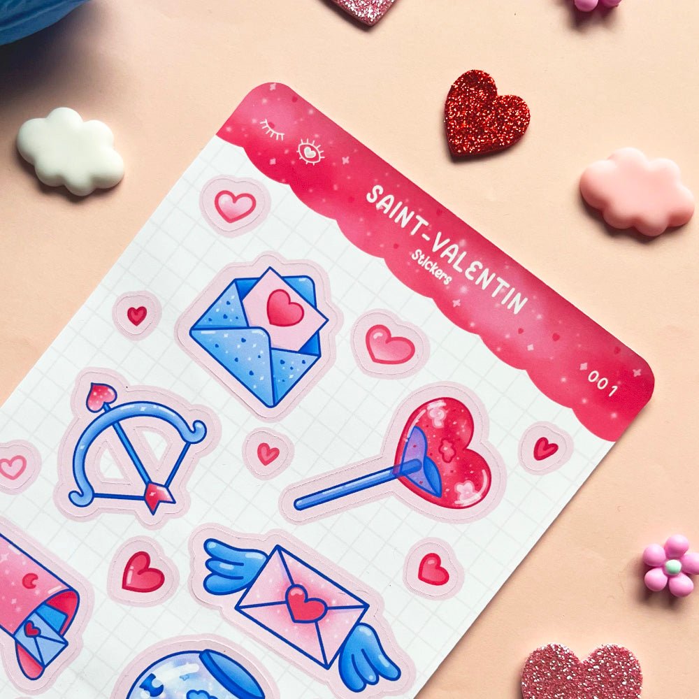 Feuille de stickers | Saint - Valentin - Booksterious