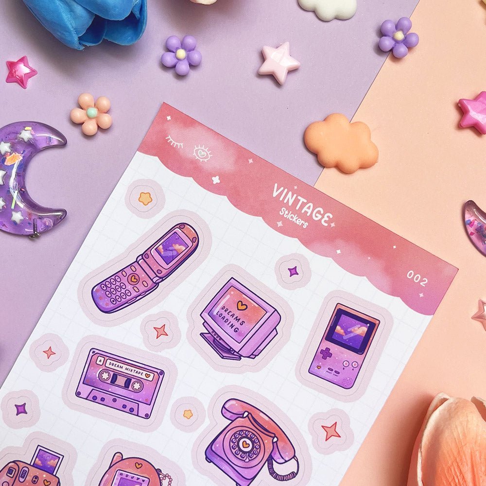 Feuille de stickers | Vintage - Booksterious