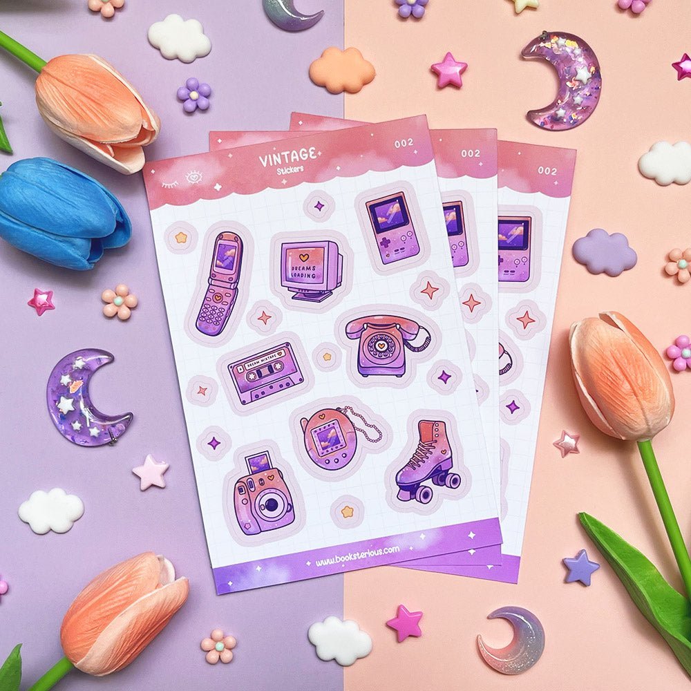 Feuille de stickers | Vintage - Booksterious
